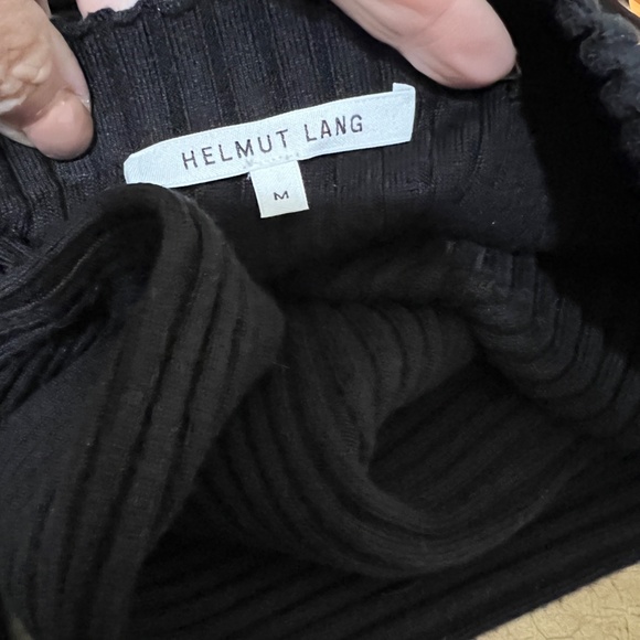 Helmut Lang Black Ribbed Fitted Asymmetrical Neck Dress Medium - Picture 7 of 9